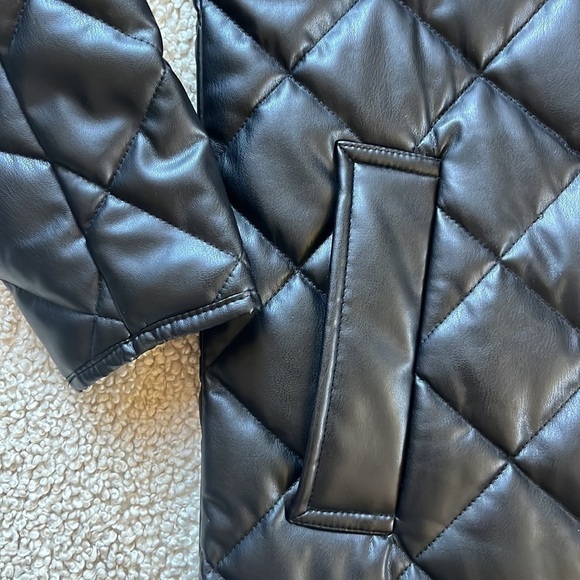 ZARA Quilted Faux Leather Longline Jacket Size XS - Picture 5 of 15